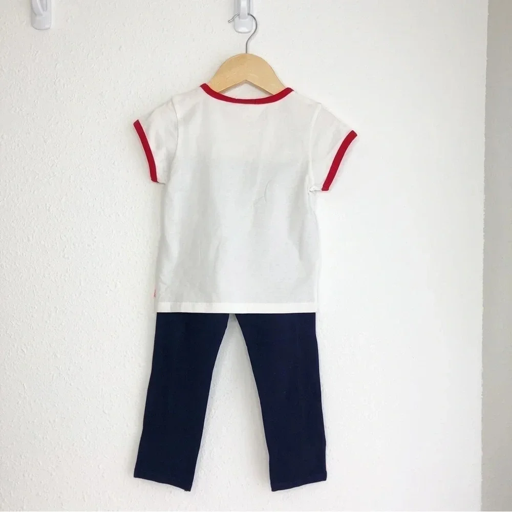 NWT Billieblush matching set heart ringer t-shirt and navy pants‎ size 3 years